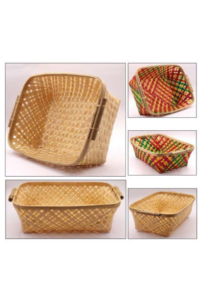 Bamboo Rectangle Basket with Handle